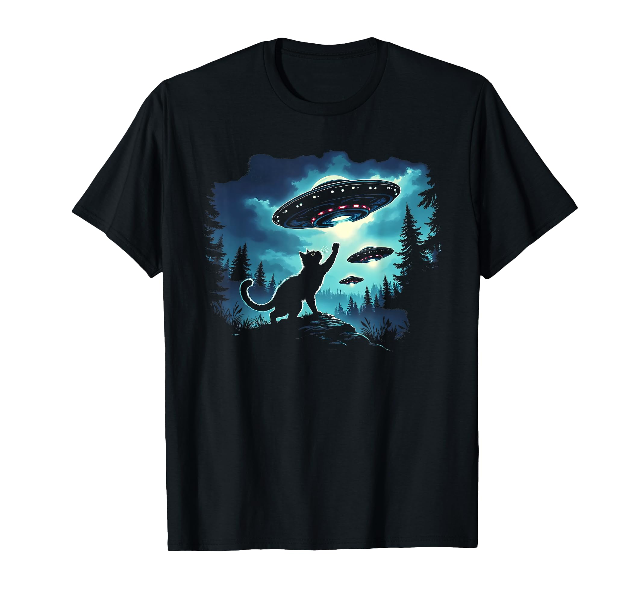 Alien Cat Playing With Ufo T-Shirt