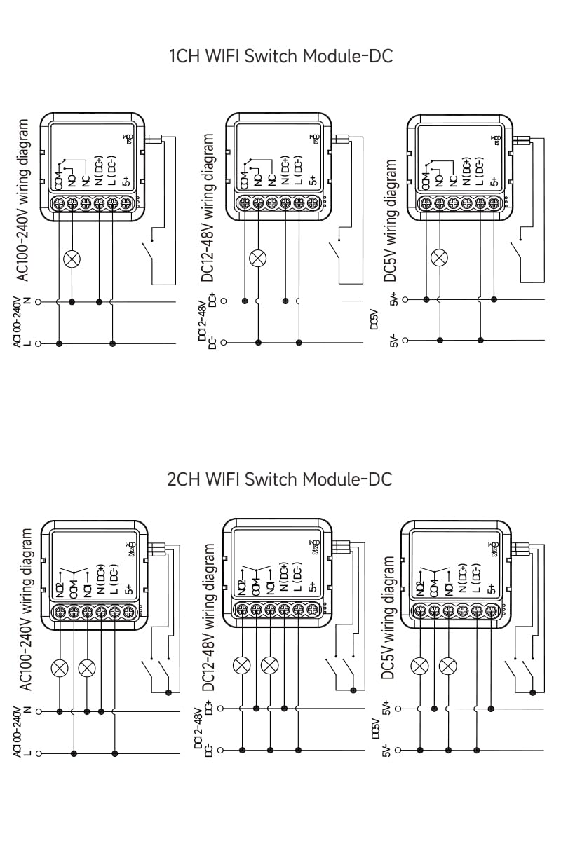 Module de relais WiFi intelligent à 2 canaux DC 5V 24V 32V AC100-240V, compatible avec l'application Tuya Smart Life, module de commutation à contact sec, fonctionne avec Alexa, Google Home