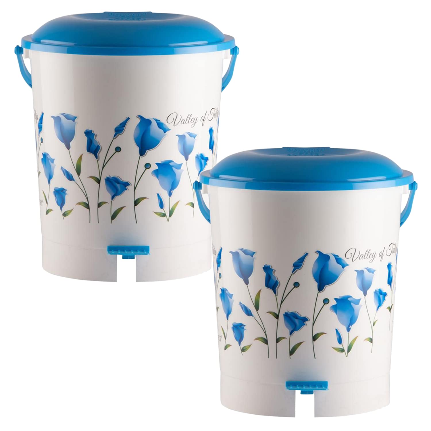Kuber Industries Floral Printed Multiuses Plastic Pedal Dustbin, Waste Bin, Trash Can With Handle, 10 Litre- Pack of 2 (Blue)-47KM0761 (B09NGRVWBB) Amazon Price History, Amazon Price Tracker
