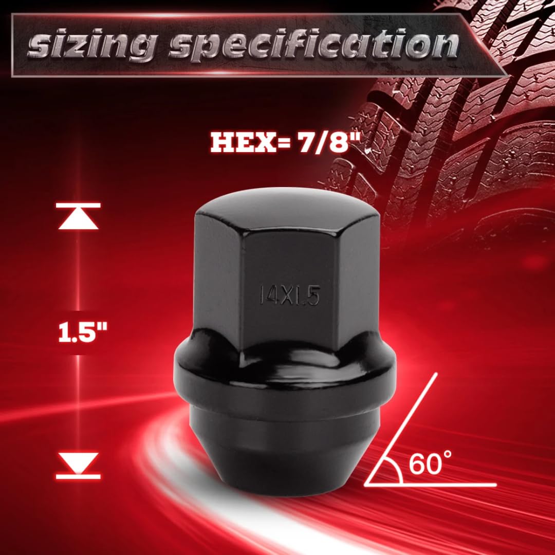 Tuerca De Rueda para Cadillac CTS CTS-V XTS CT6, para Chrysler 300 300C SRT-8, 20 Piezas Tuercas de Rueda de una Pieza M14x1.5 de Extremo Cerrado