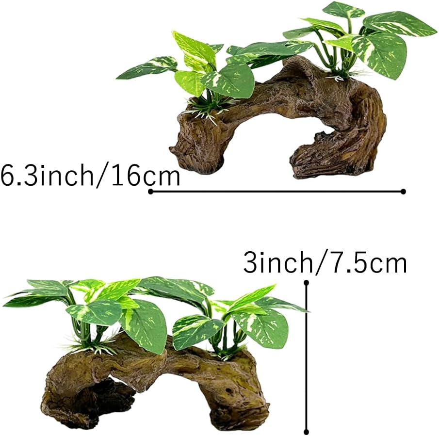 Fish Tank Decorations Aquarium Decor Ornaments Betta Silk Leaf pad Hammock Artifical Driftwood Cave Goldfish Bowl Accessories (Type-D) image 5