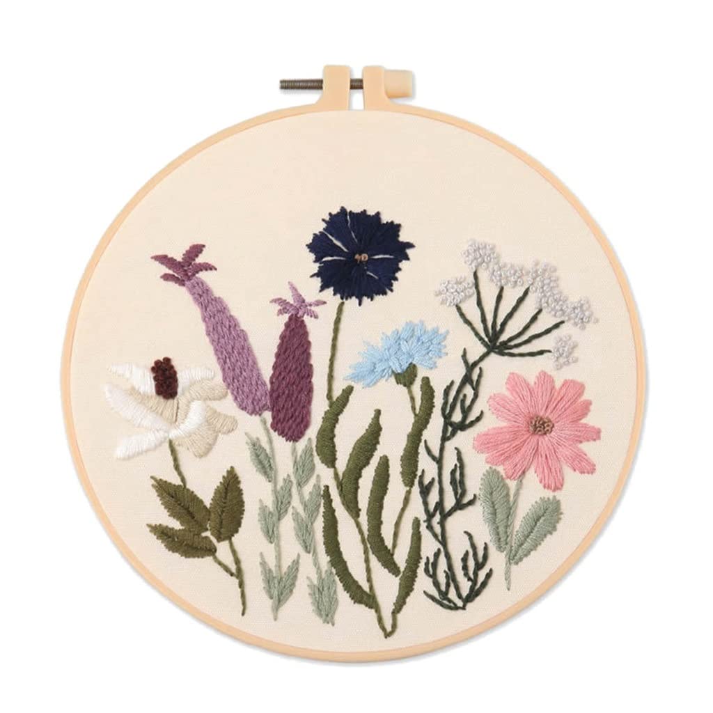Soporte para bastidor de bordado DIY, kit de costura de punto de cruz, paquete de materiales, kit de manualidades con forma de planta, flor y corazón para principiantes. Productos para la elabora