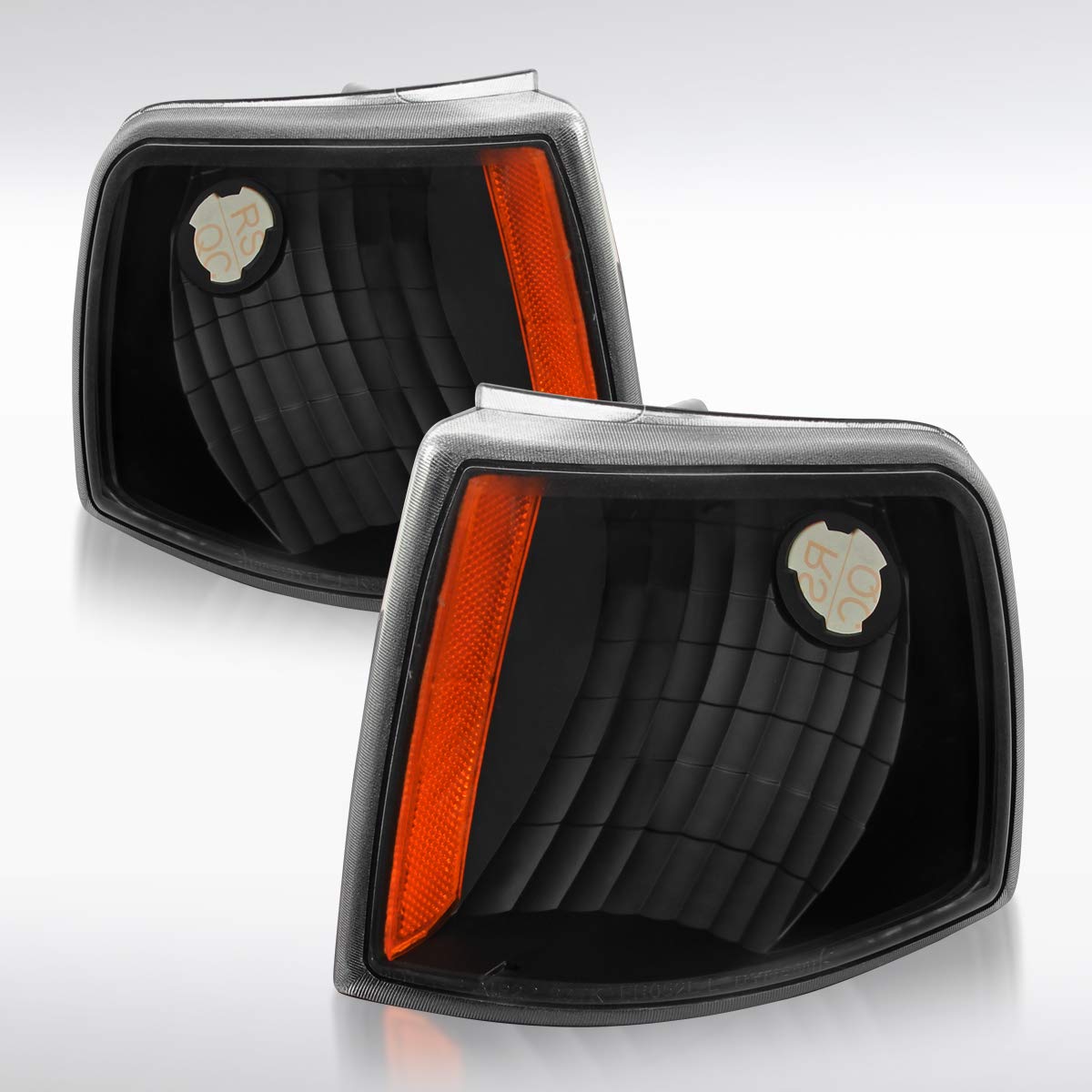 Autozensation Compatible with Ford Ranger 1993-1997, Black Housing Clear Lens Corner Lights, L+R Pair Assembly