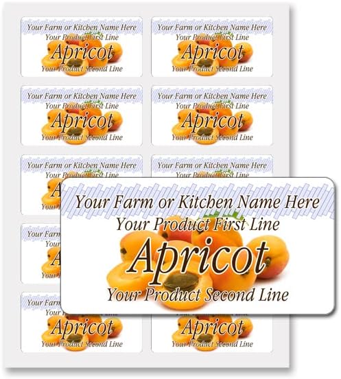 Fruits Jam Jelly Marmalade Candy Syrup Preserves Rectangle Personalized Adhesive Paper Labels for Present Your Home Homemade Canning or Farm Kitchen Name Product Mason Jar Gift Box (Apricot)