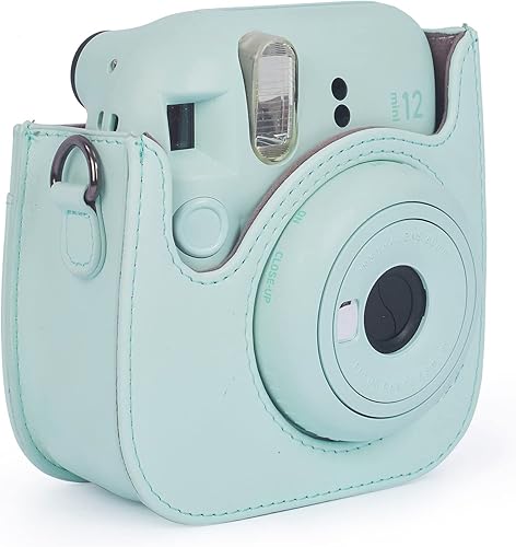 Miniatura 4 de Instant Mini 12 - Funda protectora para cámara Fujifilm Instax Mini 1211, piel sintética de alta calidad con bolsillo y correa extraíble y ajustable