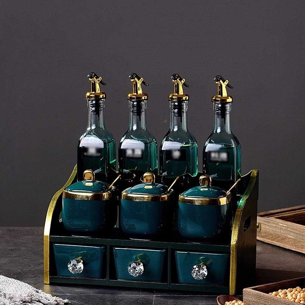 Spice Box Serving 10 Pcs Spice Containers Glass Set with Spice Rack Include Household Multifunctional Spice Box,A