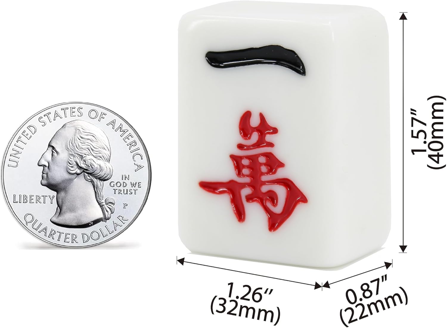 Chinese Mahjong Game Set, 144 Large Melamine Mahjong Tiles (1.57'', Ivory) with 4 Dices and One Storage Bag, Complete Traditional Mahjong Tile Set, Majiang,