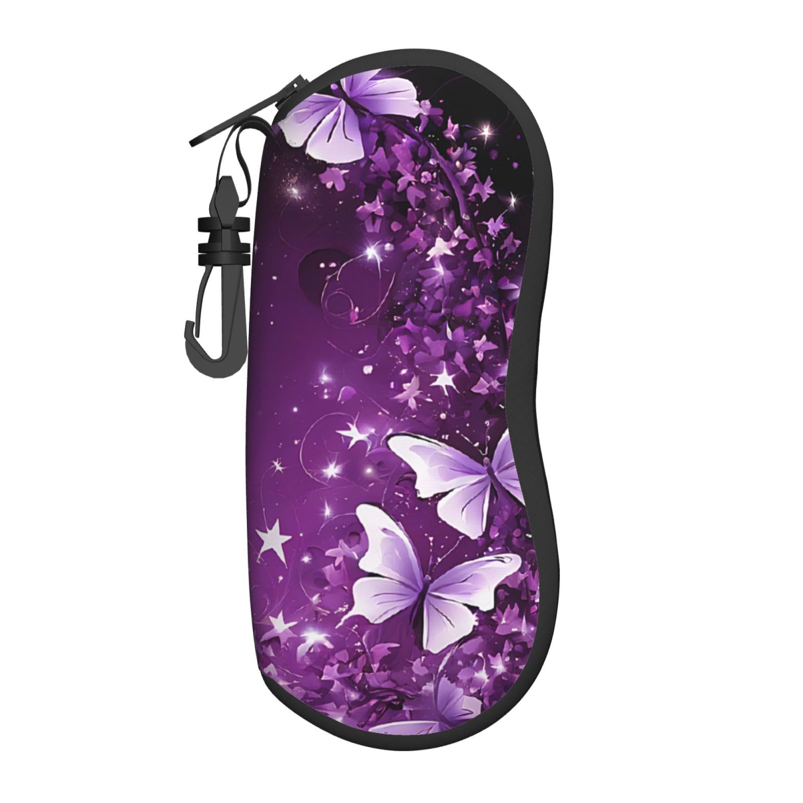 ASPOIJHN (Lovely Purple Butterfly) Eyeglasses Case For Travel Or Carry-On Stylish Design Sunglasses Pouch For Men And Women