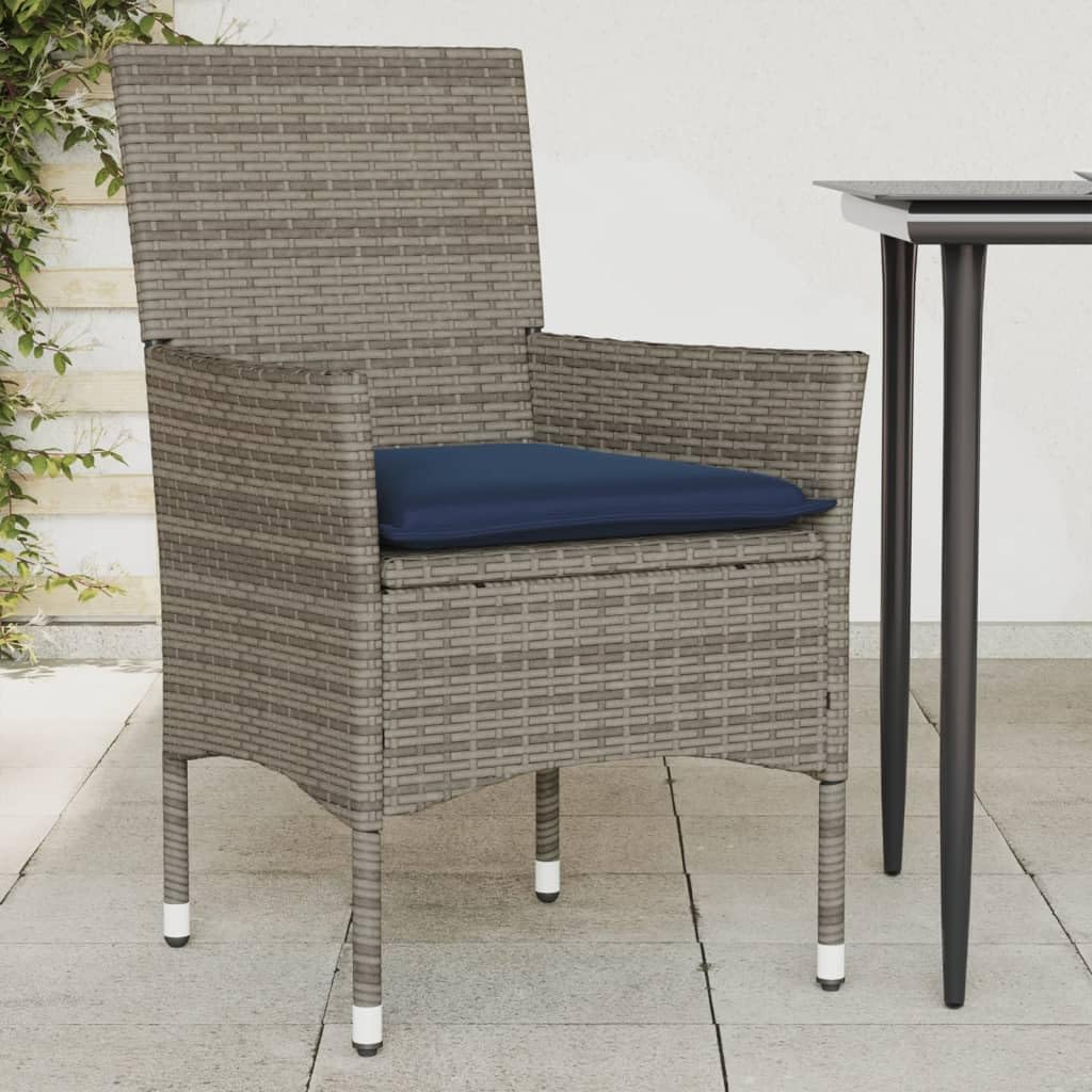 vidaXL Sedie da giardino con cuscino, 2 pezzi, grigio pietra artificiale