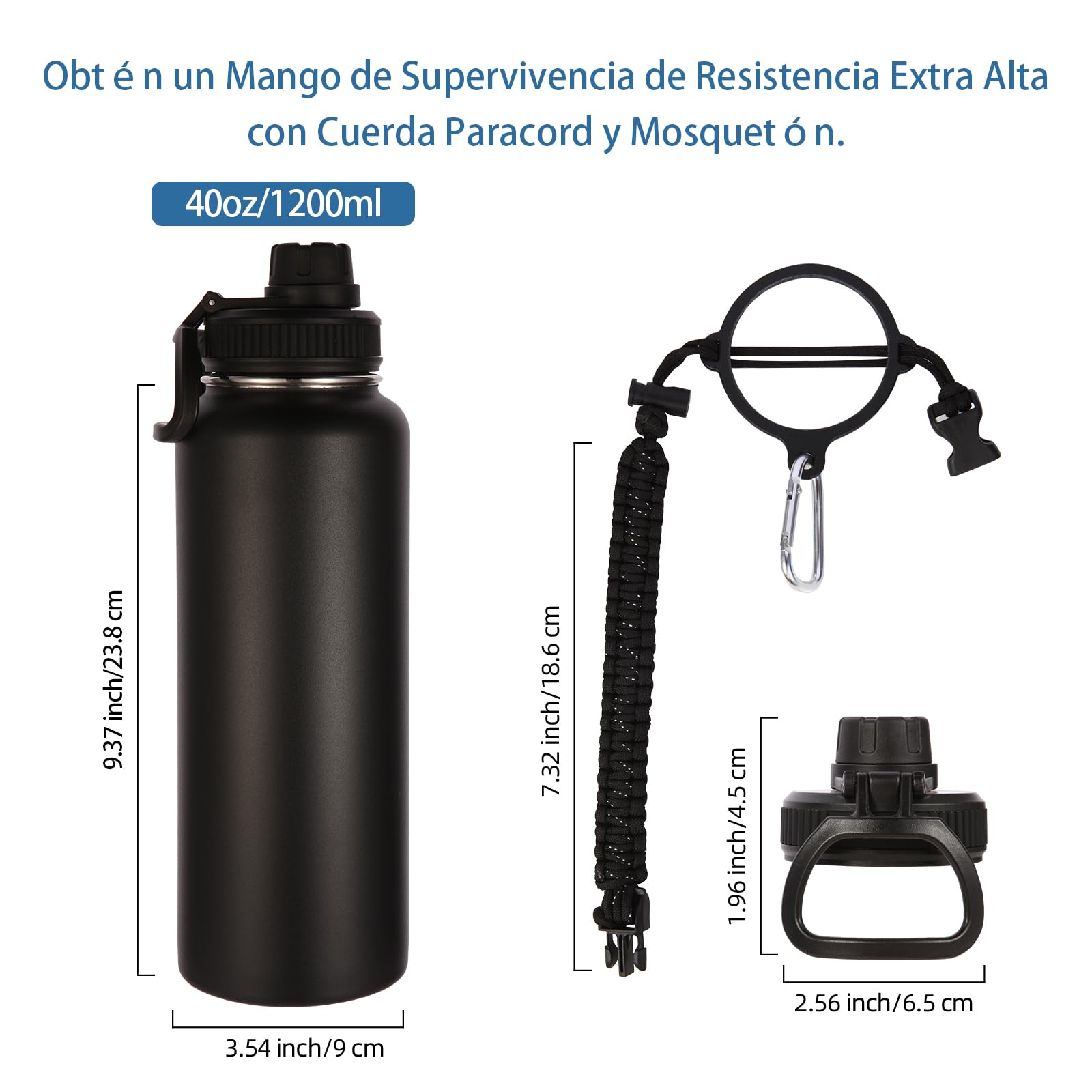 Volhoply 1200ml Trinkflasche Edelstahl, 1.2 Liter vakuumisolierte doppelwandige Thermosflasche mit Schraubdeckel und Griff, BPA-frei Isolierflasche für Outdoor Sport (Farbmix,4er-Set)