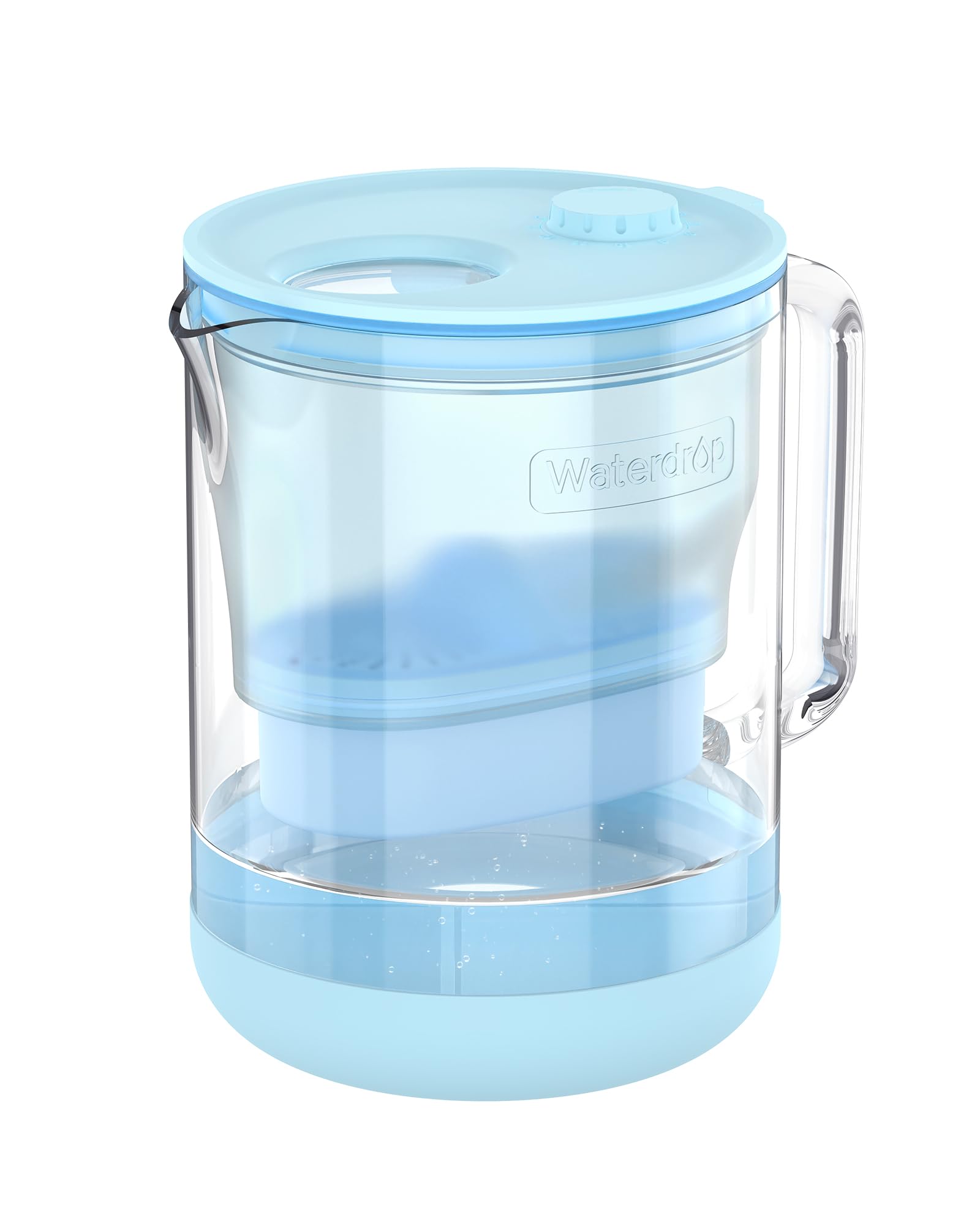 Photo 1 of Waterdrop PT-72B-A Glass Alkaline Water Filter Pitcher, 7-Cup, Eco-Friendly, Enhances Alkaline Water, for Home & Office, Reduces PFOA/PFOS, Chlorine, Cadmium, Copper & Mercury, Blue