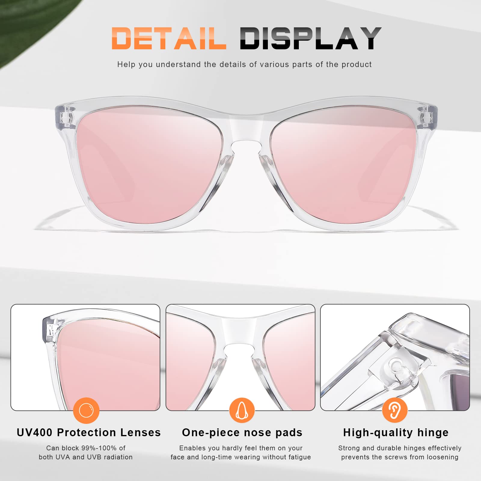 DANAMY Okulary przeciwsłoneczne damskie spolaryzowane okulary przeciwsłoneczne dla kobiet modne designerskie lustrzane okulary przeciwsłoneczne z ochroną UV400