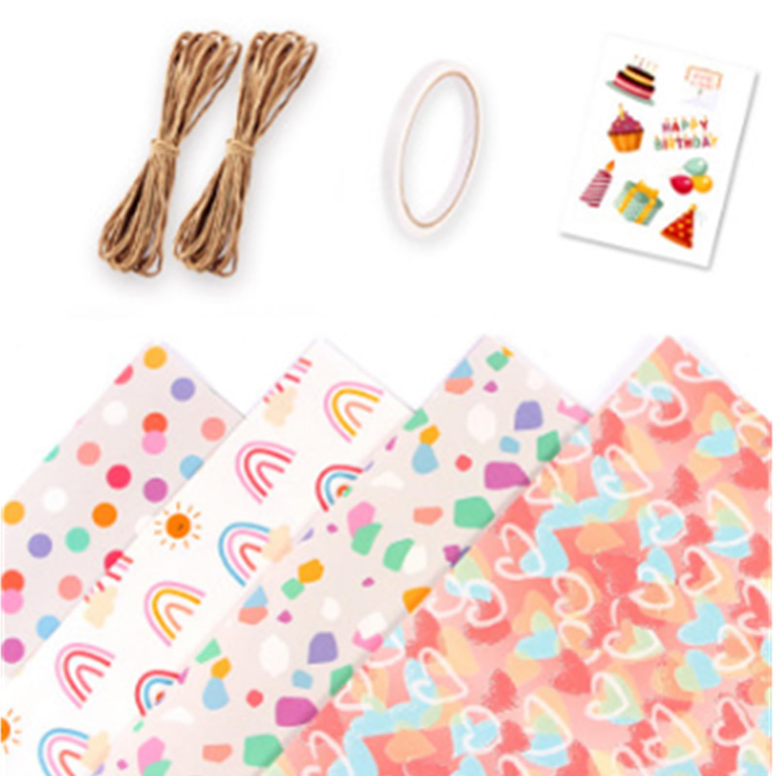 Gift Wrapping Paper Set, 4 Pieces of Colorful Love Colored Gravel Wrapping Paper, Foldable Wrapping Paper, Suitable for Boys And Girls Weddings, Gift Wrapping (50 * 70 Cm)