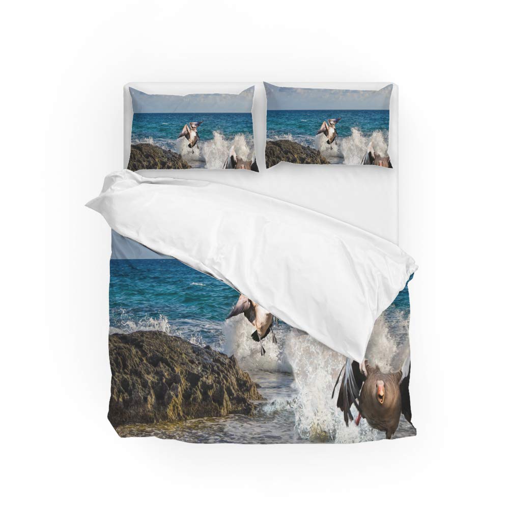Housse de couette bleu océan King size avec taie d'oreiller en polyester doux