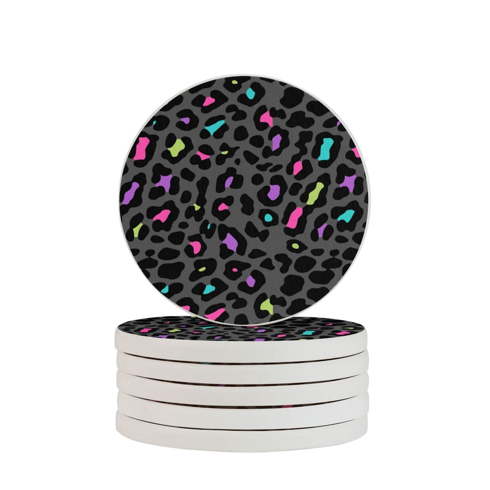 Leopard Print Four Pieces Coaster Heat-Resistant Reusable Saucers for Drinks Wine Glasses Plants Cups Mugs