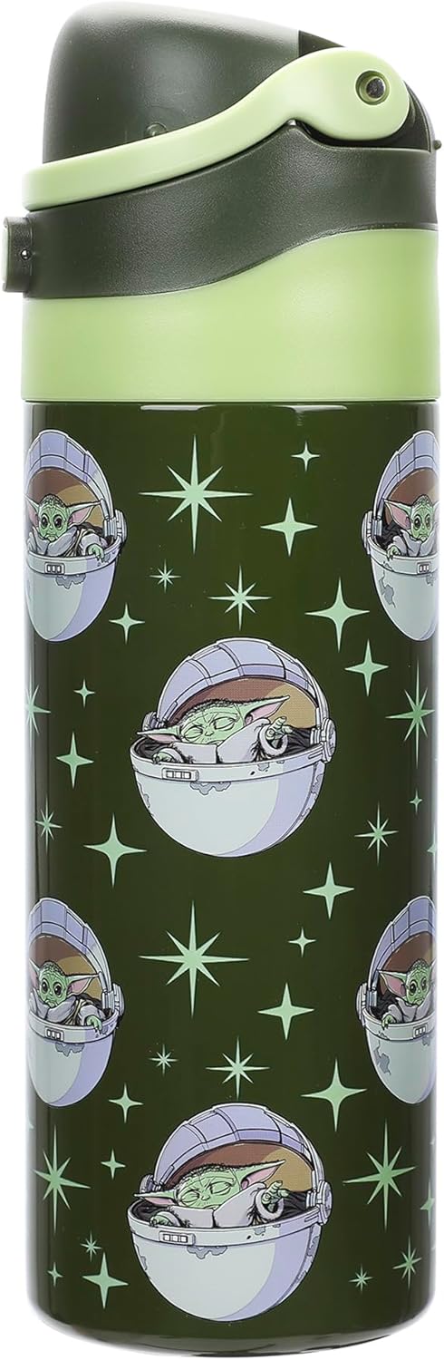 Bioworld The Mandalorian and Grogu 24 Oz. Stainless Steel Tumbler With Flip-Top Lid - Image 4
