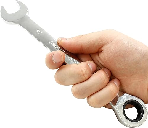 Vista 25 de Llave combinada de trinquete de 0.433 in, llave de trinquete métrica de 72 dientes SAE 12 puntos de trinquete de caja terminada herramientas