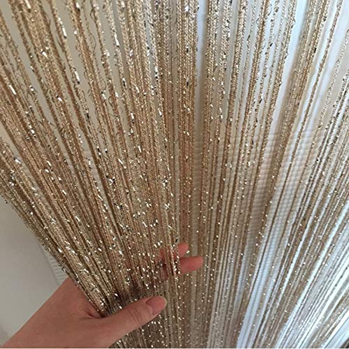 Fadengardinen Glänzende Quaste mit silberner Linie, Fadenvorhang, 300 x 290 cm, 100 200, modischer Volant, Wohnzimmerteiler, Hochzeit, DIY-Heimdekoration für Türrahmen(Blue,250x260cm)