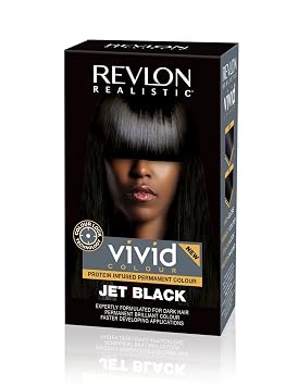 Revlon Realistic Vivid Colour Protein Infused Permanent Color Hair Dye with Color Lock Technology, Jet Black 110ml