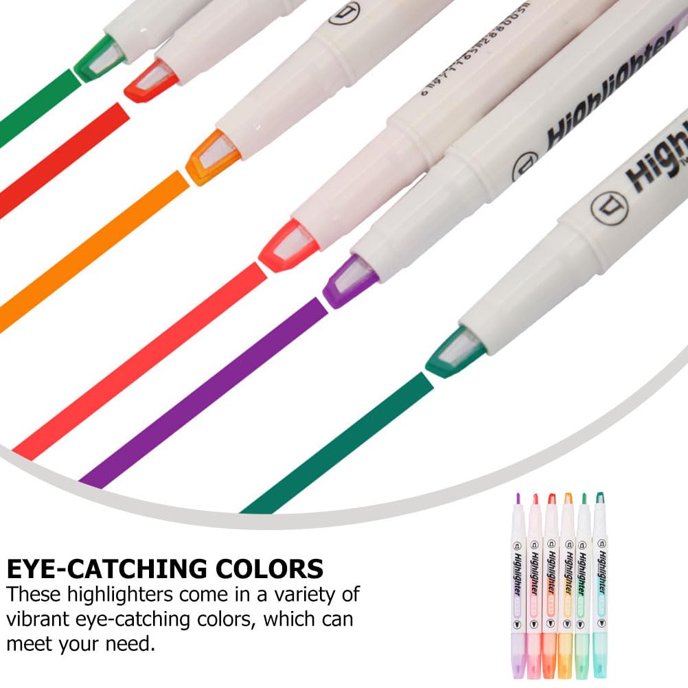 Sewroro Dual Tip Highlighter Pens Set 6Pcs Clear Tip Markers with Fine for Precise Highlighting and Underlining Vibrant Colours for Students and Office Use - Image 3
