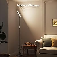 Vista 6 de SIBRILLE 36W LED Floor Lamp, Super Bright Standing Lamp, Modern Stepless Dimmable Torchiere Tall Lamp with Remote Control, 350°Rotating Head Reading