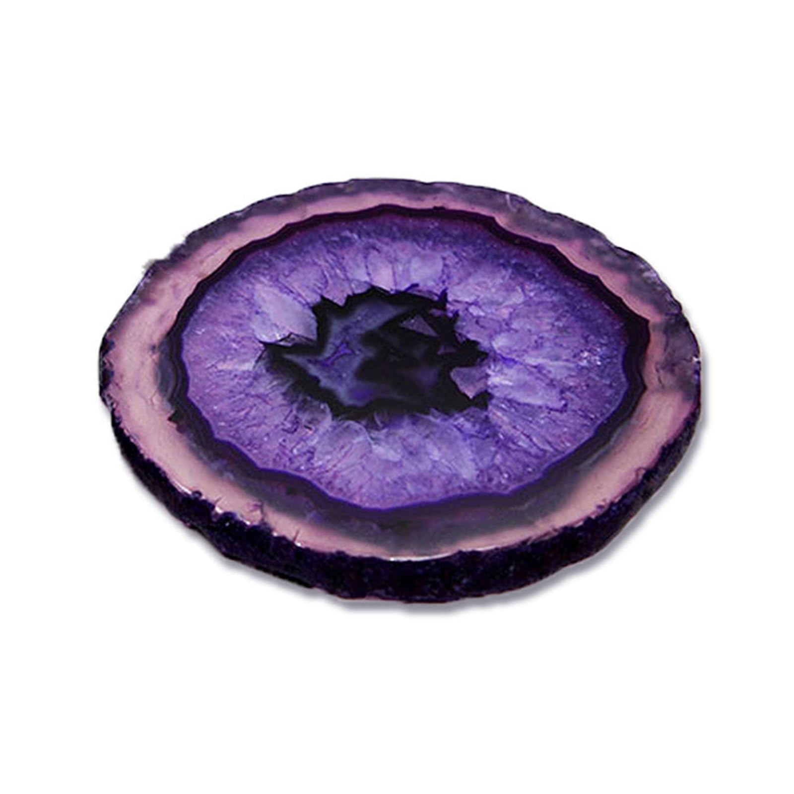 PANGBOER Decorative Agate Stone Cup Mat Single Piece for Coffee Table, Desk Setup, Mug Placement, and Tabletop Display Use Round Agate Mat