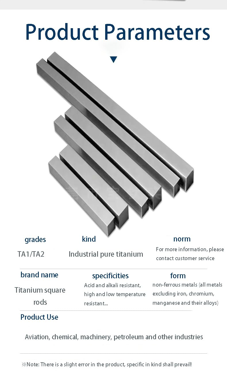 TA2 Barra quadrata pura 500 mm, resistente, stabile alle alte temperature 1 pezzo(6x6x500mm)