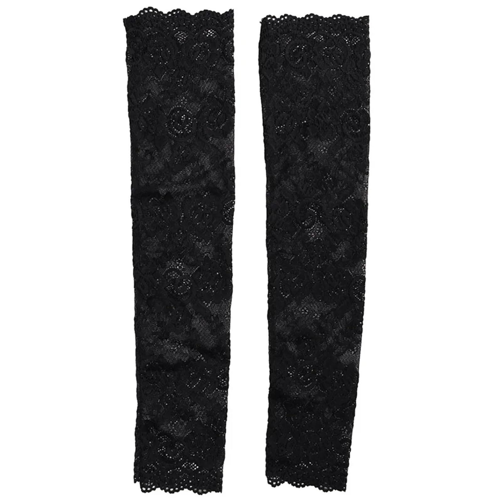 4 Pares de Guantes de conducción elásticos con Mangas de Encaje y Flores for Mujer, Elegantes, Largos, sin Dedos, Guantes de protección Solar para Boda, Graduación(Black)
