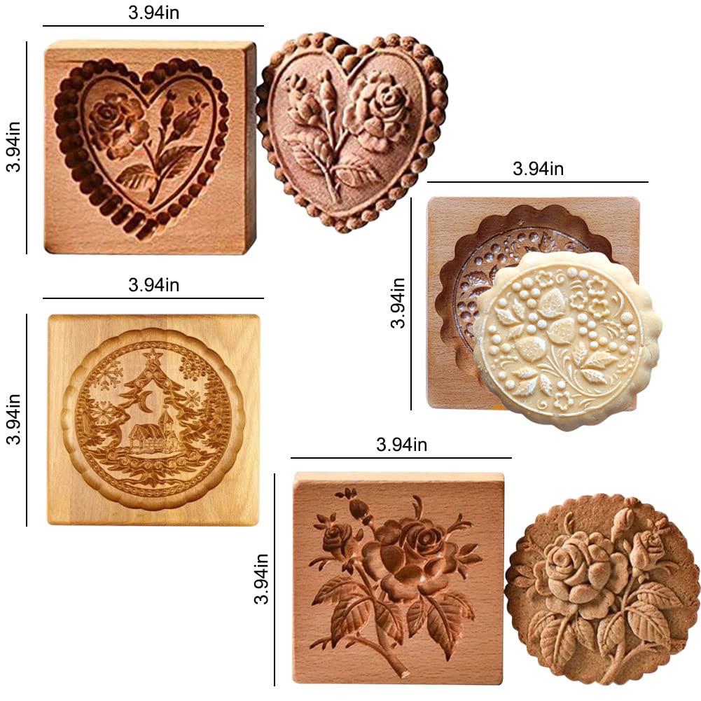 Stampo per biscotti in legno, stamp per biscotti in legno a forma di pigna intagliata in 3D, muffa per biscottis da cucina, muffa per timbri fai da te per goffratura, stamp per