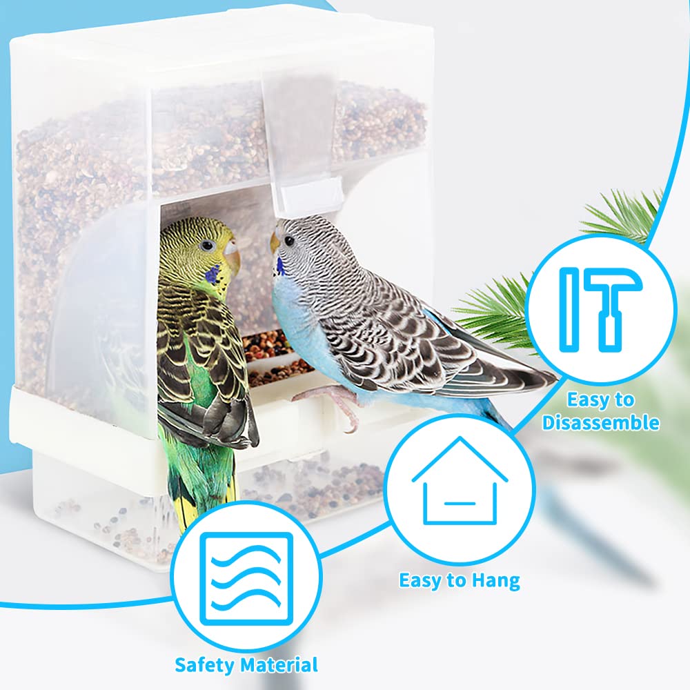 Futterspender Für Vögel – Doppelt, Aus Kunststoff, Mit 2 Schalen & 2 Löffeln – Für Papageien, Wellensittiche & Kleine Vögel