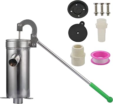 Hand Water Pump, Well Pump Stainless Steel 32.8ft Depth Hand Welded Leakproof Pitcher with Internal Thread Thickened Manual Water for Home Garden Yard