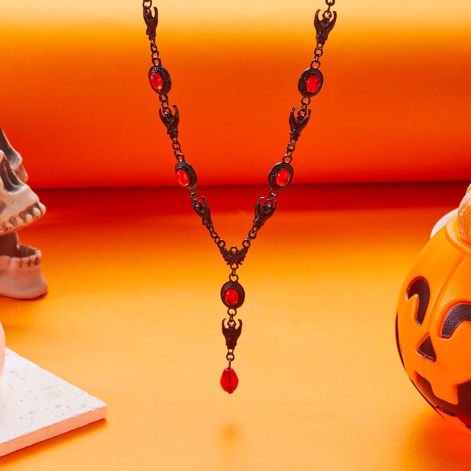 Gothic Halloween Jewelry Set for Women Dark Vintage Crystal Blood Drop Tassel Necklace Eearrings Black Gothic Necklaces Bracelet Earrings Sets Halloween Jewelry Set for Women - Image 4