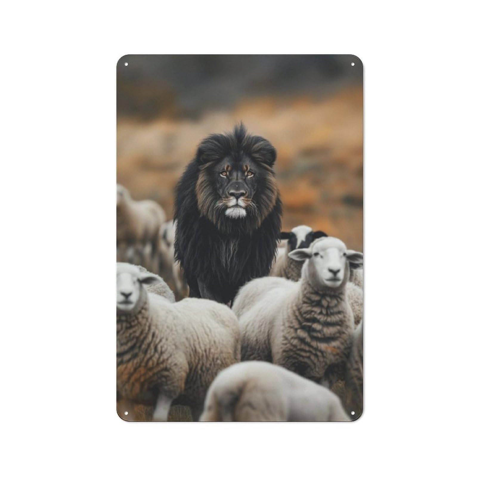 Junmoney Lion Black Sheep Fantasy Retro Metal Wall Sign 30X20cm With For Pub Or Café, A Housewarming Gift For Hospitality Wall Decor Collectors