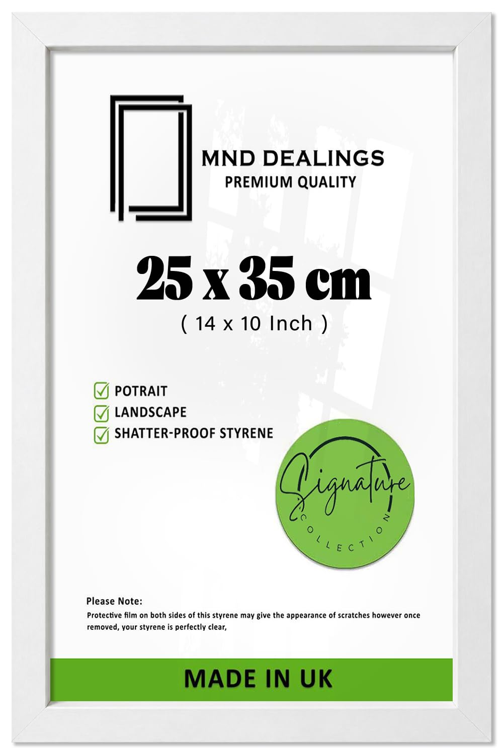 MND Dealings | Classic Flat Style (25 X 35 CM) Picture Frame For Poster, Photo, Certificate, Jigsaw Puzzle — Wall Mounted For Home Office Living Room, White (Includes 14 X 10 Inch Mount) — image 1