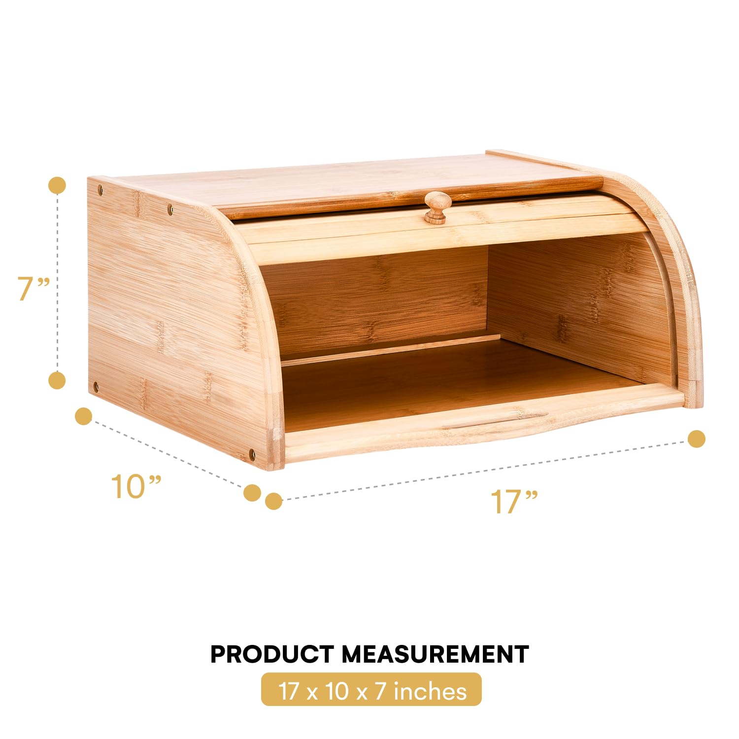 2 Lb. Depot Breadbox for Kitchen Countertop - Vintage-Style Bamboo Bread Box Wood - Japanese Bread Box - Bread Cabinet for Kitchen Counter - Bread Bin - 17'' x 10'' x 7''