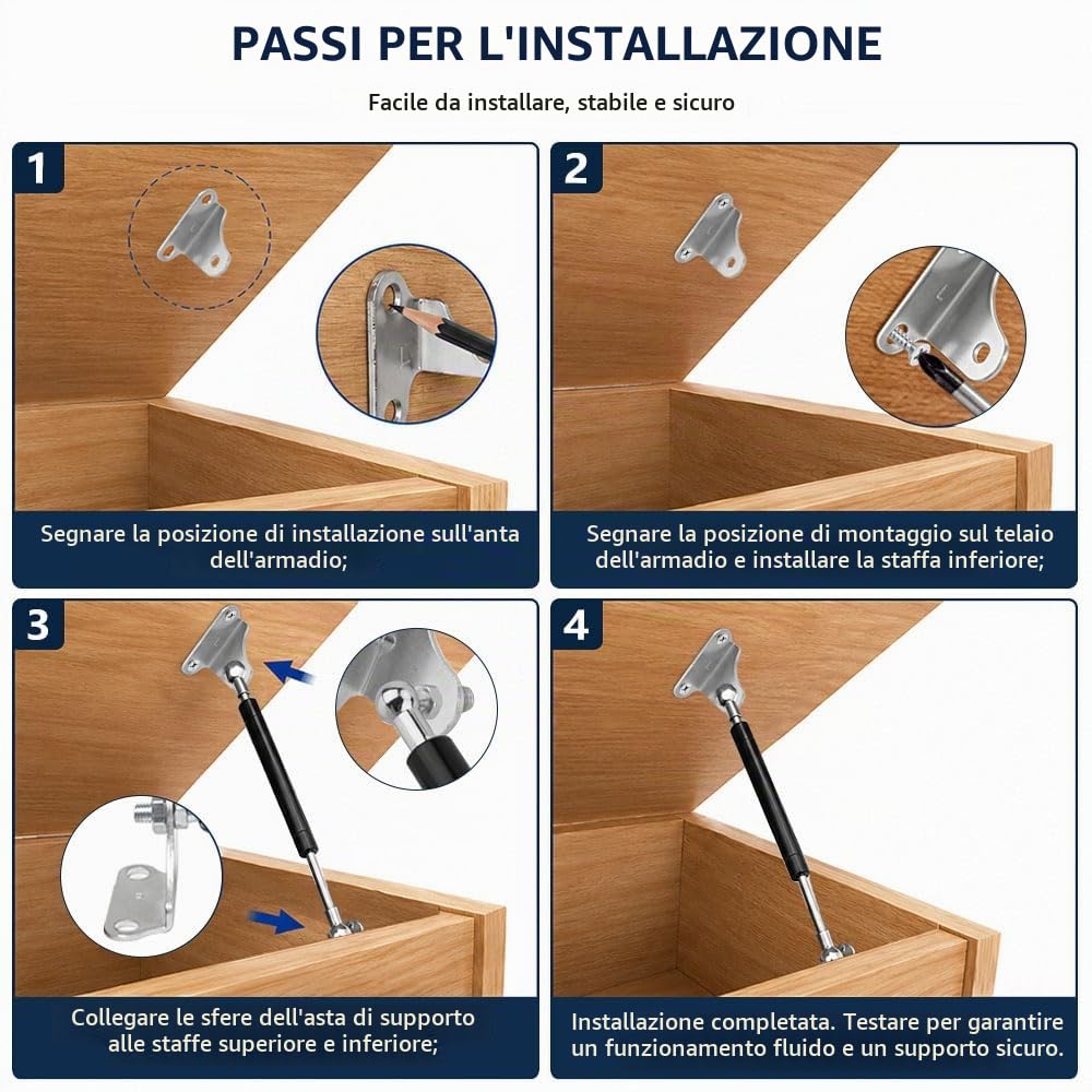 4 Pz Molla a Gas Pistone per Sollevamento Ammortizzatori Idraulici | 380mm Meuble Hydraulique Pistoni per Sollevamento Letto Matrimoniale e Contenitore,Cofano,Cassoni Rallentamento