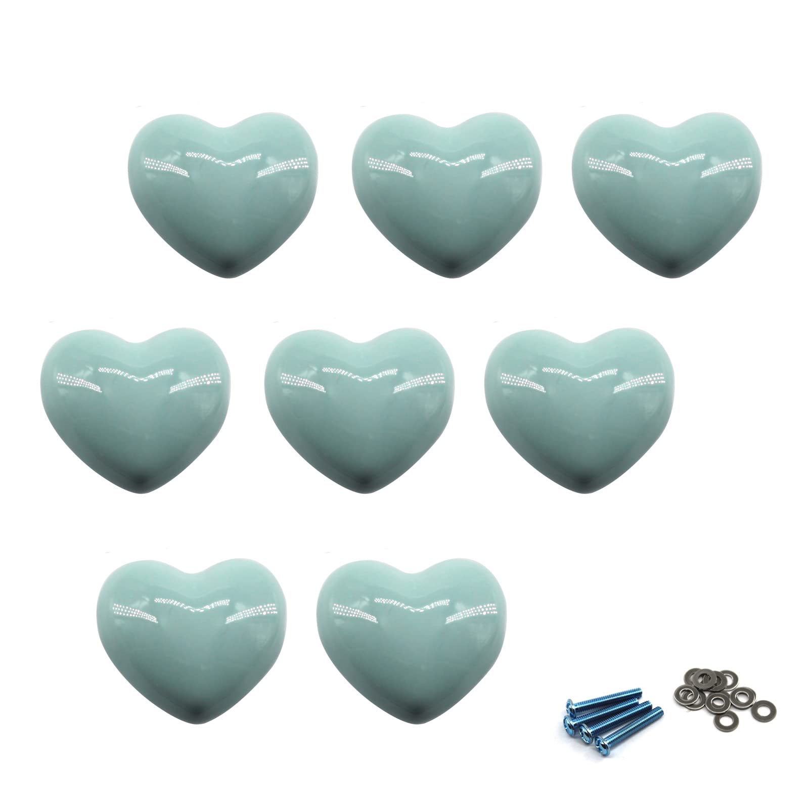 Zerniple Green Blue Door Knobs Ceramic Drawer Pull Handle Kids Room Cupboard Knobs With Screws (8 Pieces)