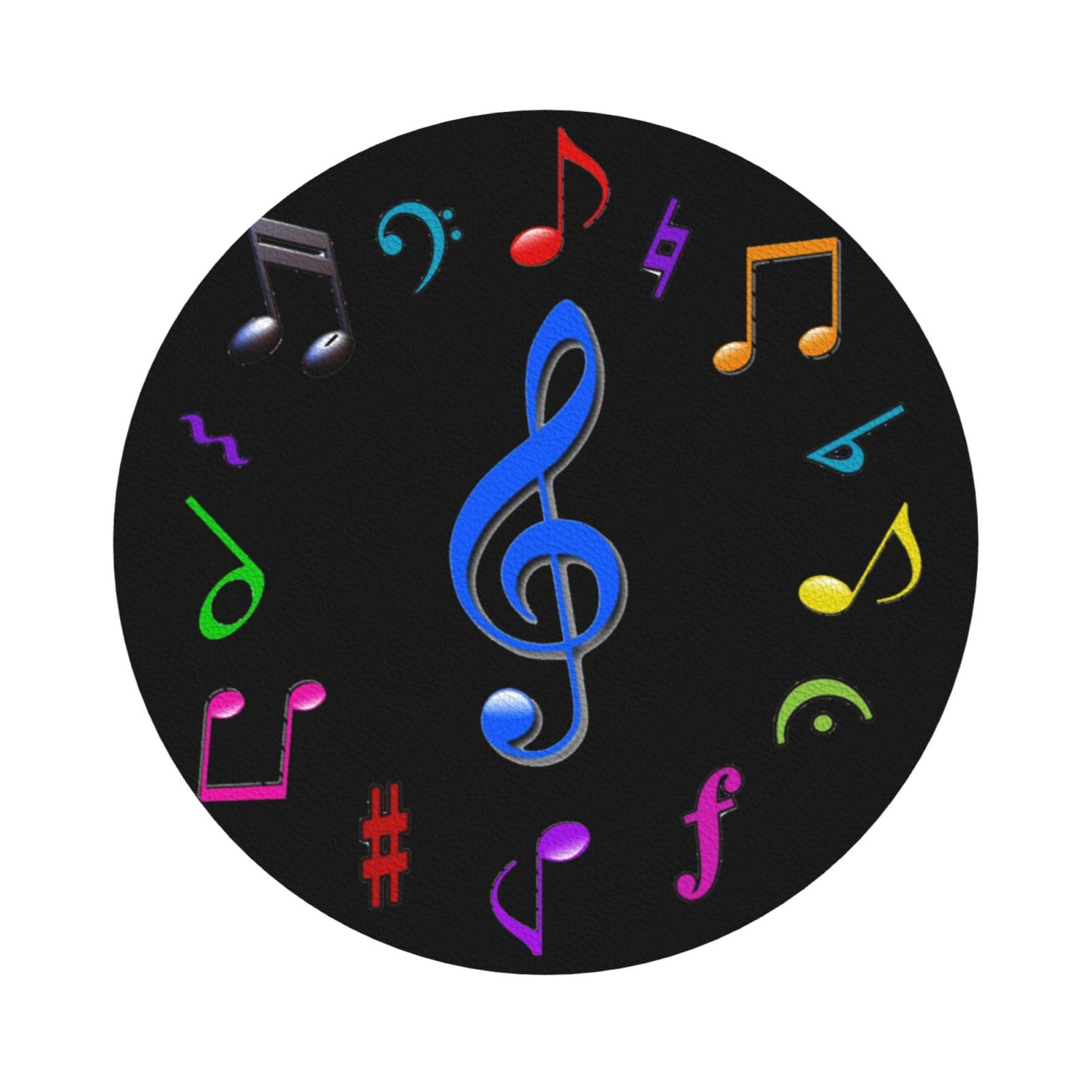 Music PU Leather Coasters Set of 6 Round Drink Coasters