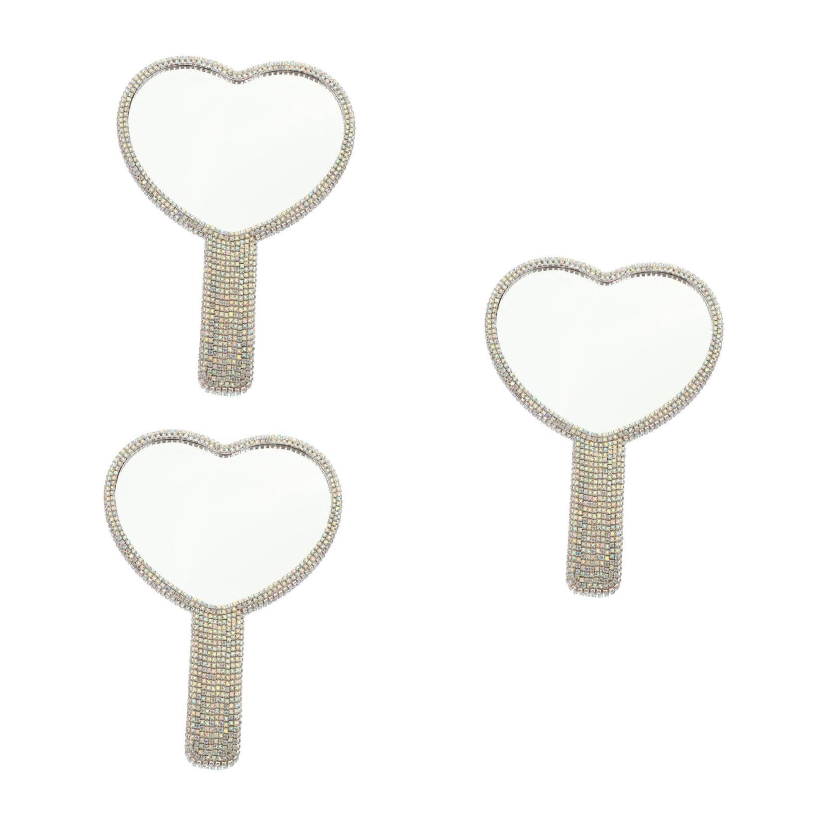 Miroir de vanité portable VICASKY avec strass et poignée ergonomique pour voyage