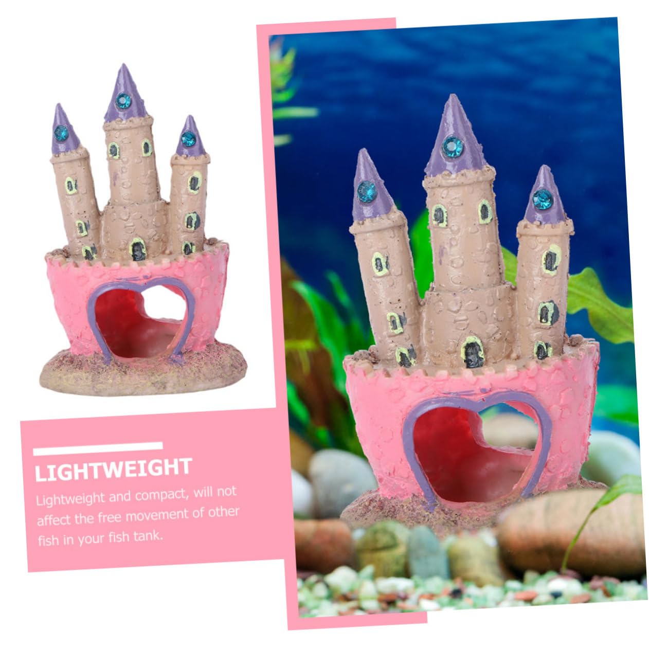 Housoutil 2pcs Aquarium Landscaping Decor Ornament Desktop Cartoon Castle Fish Tank Accessories Pet Sand Table