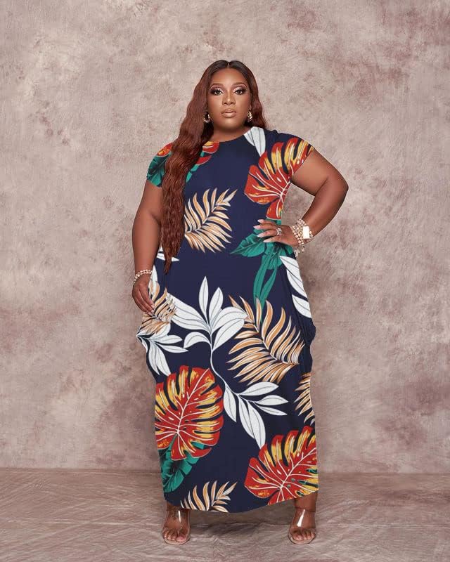 YeGine Oversize Tshirt Dress Plus Size Short Sleeve Maxi Dress with Pockets - Image 2