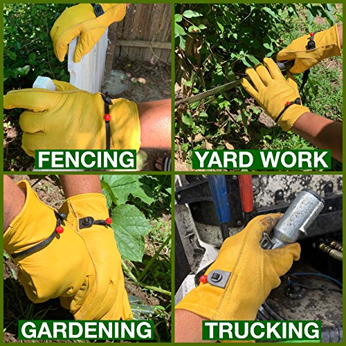 Homegardenwish Cowhide Leather Work Gloves Heavy Duty Work Gloves Durable/ Fencing/ Construction/Trucking/ Plumbing/Wood Work (Large) #TOP3