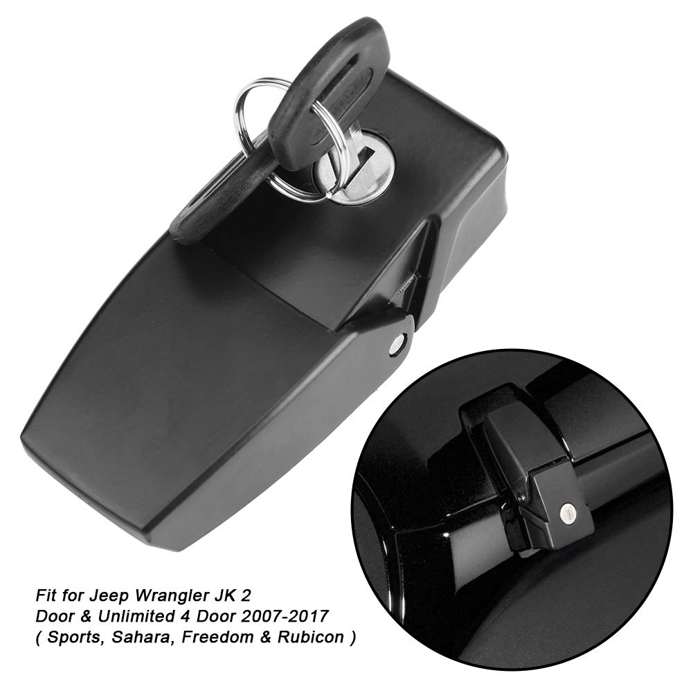 Qiilu Kit de verrouillage du verrou de capot de voiture antivol avec clés pour JK Unlimited 07-17