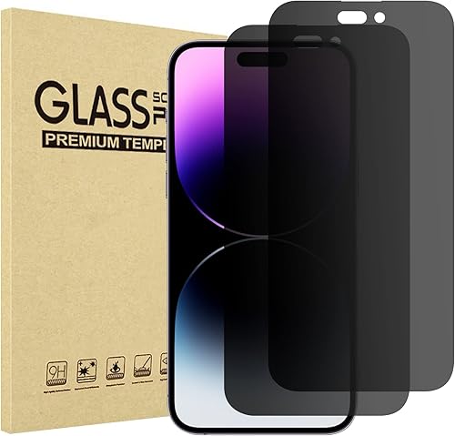 ProCase Paquete de 2 protectores de pantalla de privacidad para iPhone 14 Pro Max 2022, protector de pantalla de vidrio templado oscuro 9H antiespía
