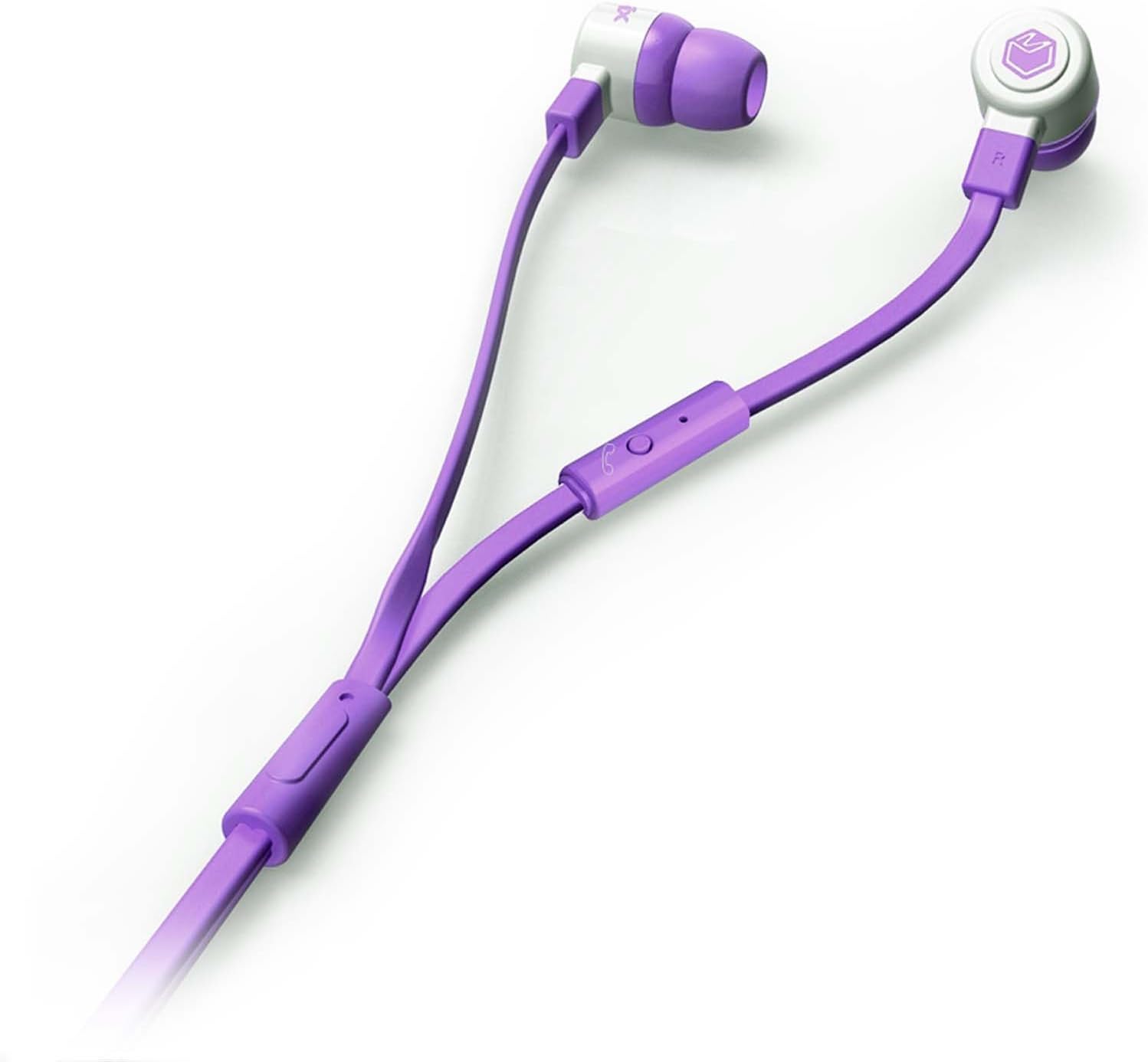 Mqbix 1-Button Call and Music Control Talking AeroFones Flat Cable Earphones with Mic, Purple (MQGT26PUR-L)