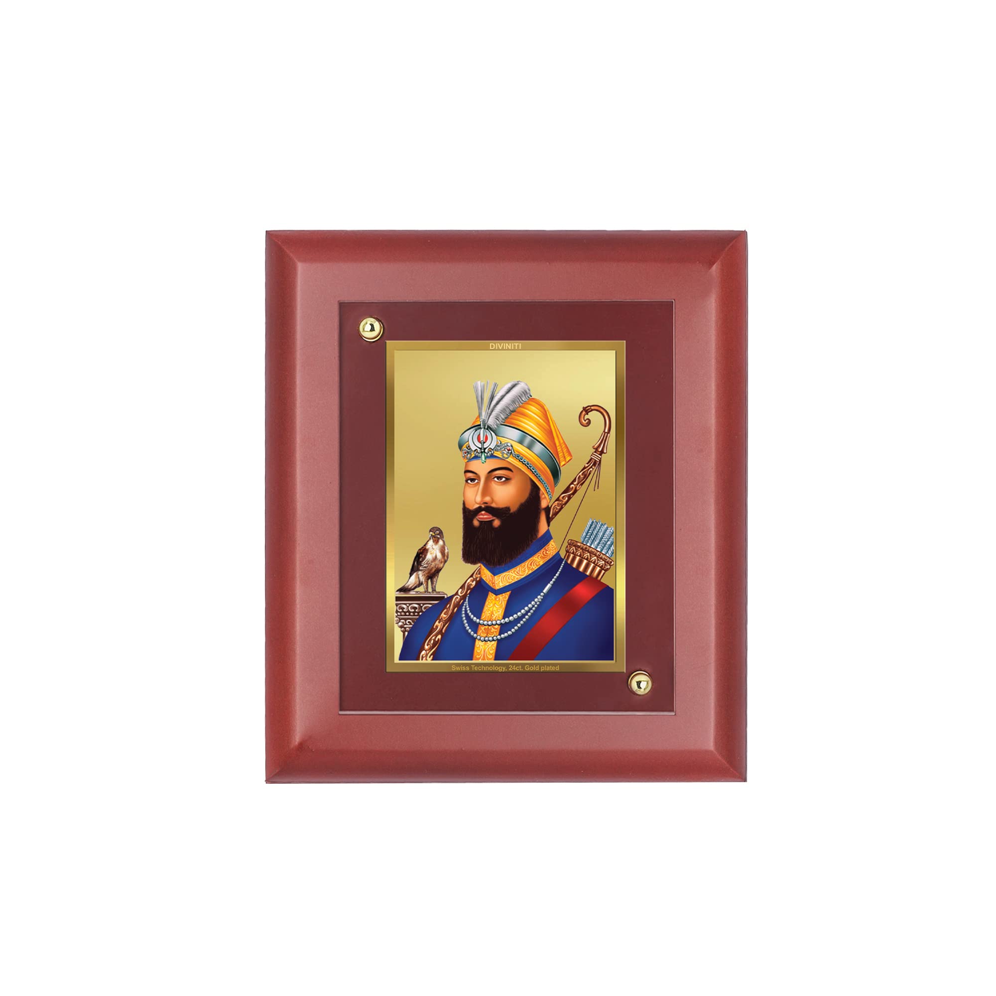 Cadre photo religieux Guru Gobind Singh feuille d'or 16,5x14 cm AMZ937