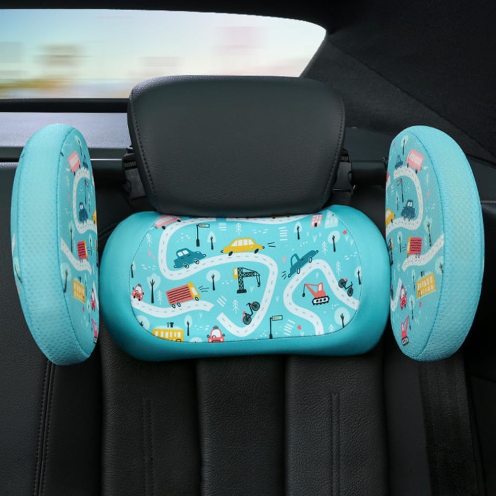 Car Headrest Pillow for Kids & Adults Head Neck Support - Head Rest for Car Seat - Travel Sleeping Car Headrest- for Sleeping During Road Travel 360° Rotating Headrest,Pink