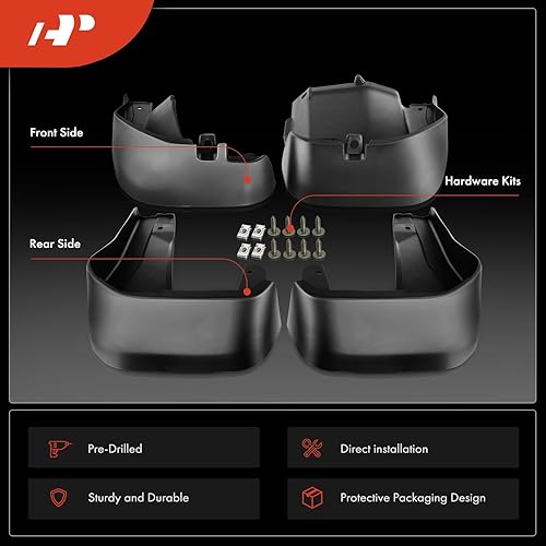 Miniatura 3 de A-Premium Juego de 4 unidades de guardabarros con accesorios compatibles con Honda CR-V 2012-2016, 2.4L, color negro, delantero izquierdo derecho y