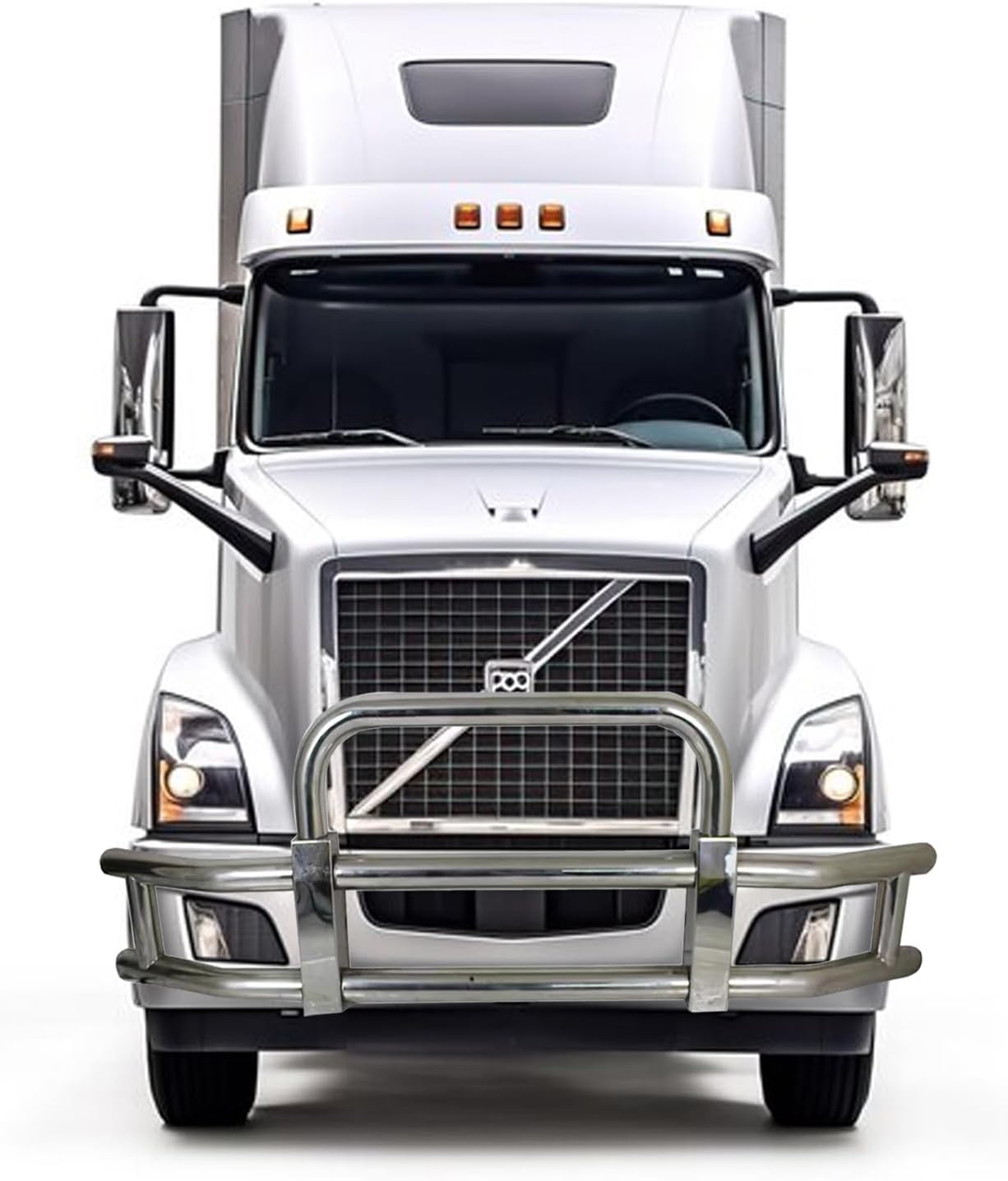 Deer Guard Compatible with Volvo VN/VNL 2004-2017, Front Deer Bumper Guard w/Bracket, 304 Stainless Steel, Chrome