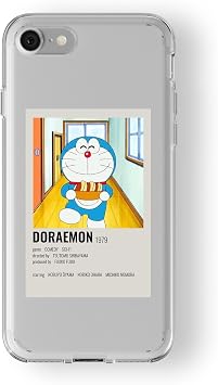 Iphone 7 Plus Ve 8 Plus ile Uyumlu Doraemon Minimalist Poster Tasarım Baskılı Şeffaf Kılıf